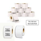 75x50mm Direct Thermal Barcode Label Roll | 1000 Labels Per Roll | 1 Up DT Sticker | Self Adhesive Shipping, Logistics & POS Labels