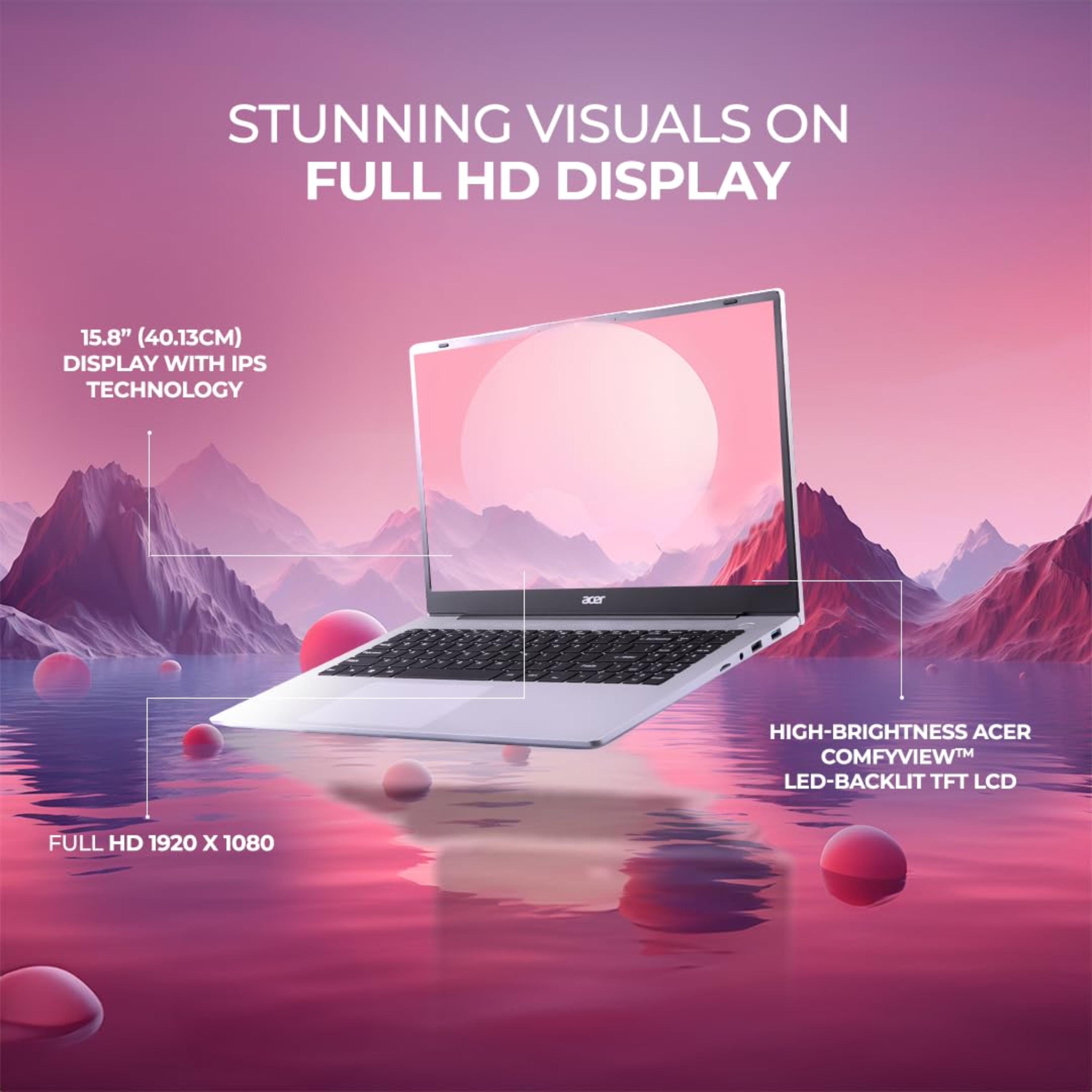 Acer Aspire 15.6" FHD IPS Thin & Light Laptop - AMD Ryzen 5 7430U, 16GB RAM, 1TB SSD, Windows 11 Home, Backlit Keyboard, 180° Hinge (Pure Silver, 1.79kg, AS15-42)