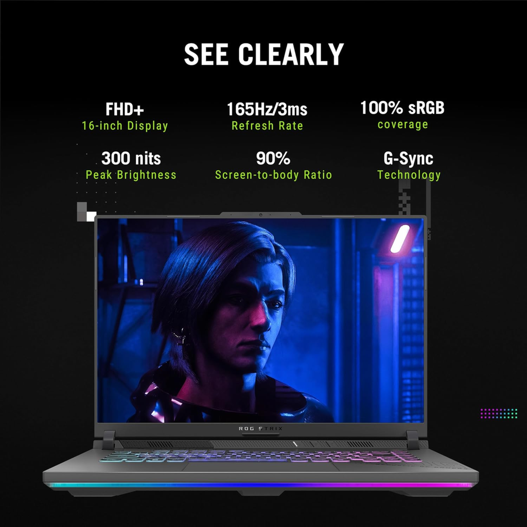 ASUS ROG Strix G16 (2025) 16.0" FHD+ 165Hz Gaming Laptop - AMD Ryzen 9 8940HX, NVIDIA GeForce RTX 5050 8GB, 16GB DDR5 RAM, 1TB SSD, Windows 11 Home, Office 2024 & Microsoft 365 Basic (Eclipse Gray, 2.50kg, G614PH-RV073WS)