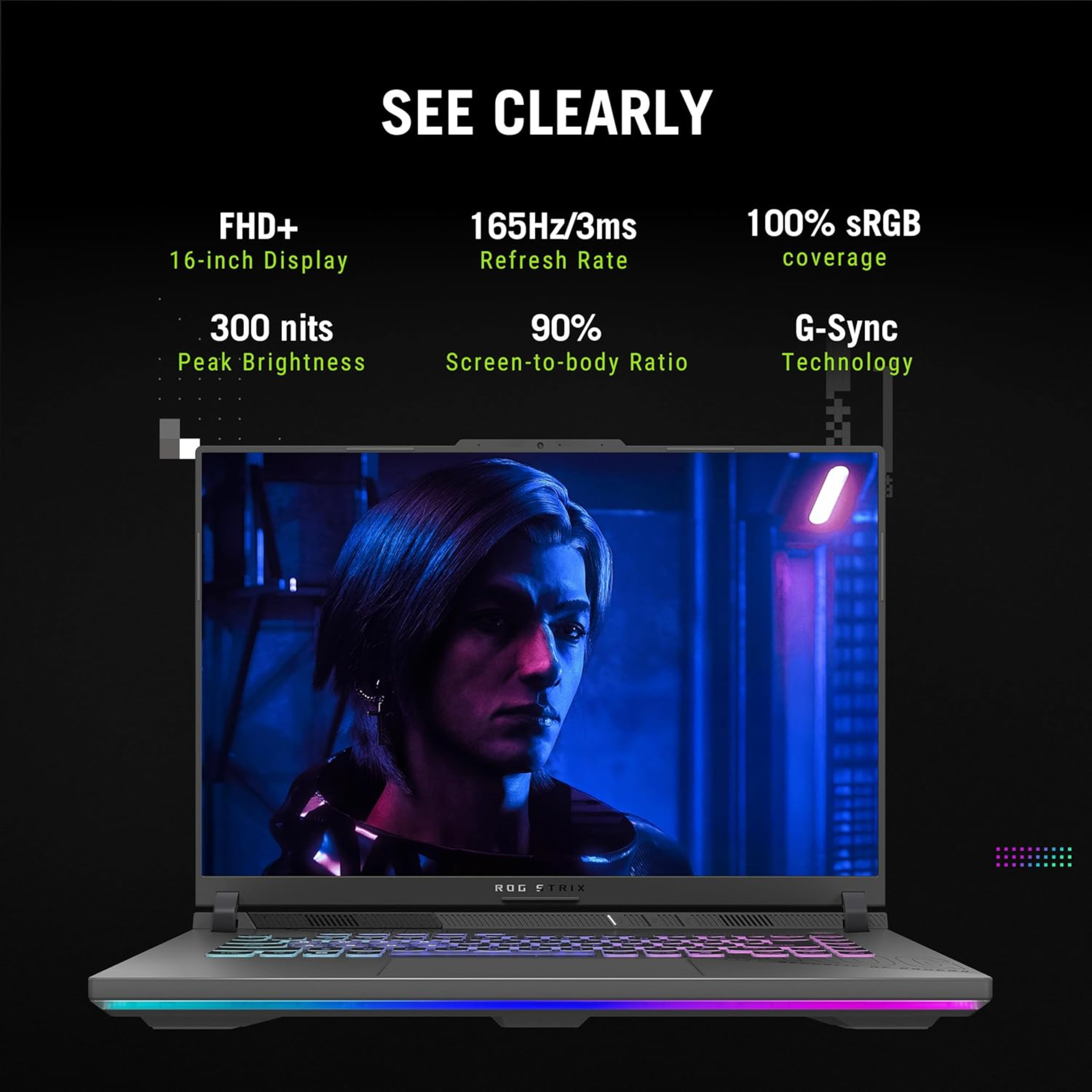 ASUS ROG Strix G16 (2025) 16.0" FHD+ 165Hz Gaming Laptop - AMD Ryzen 9 8940HX, NVIDIA GeForce RTX 5050 8GB, 16GB DDR5 RAM, 1TB SSD, Windows 11 Home, Office 2024 & Microsoft 365 Basic (Eclipse Gray, 2.50kg, G614PH-RV073WS)
