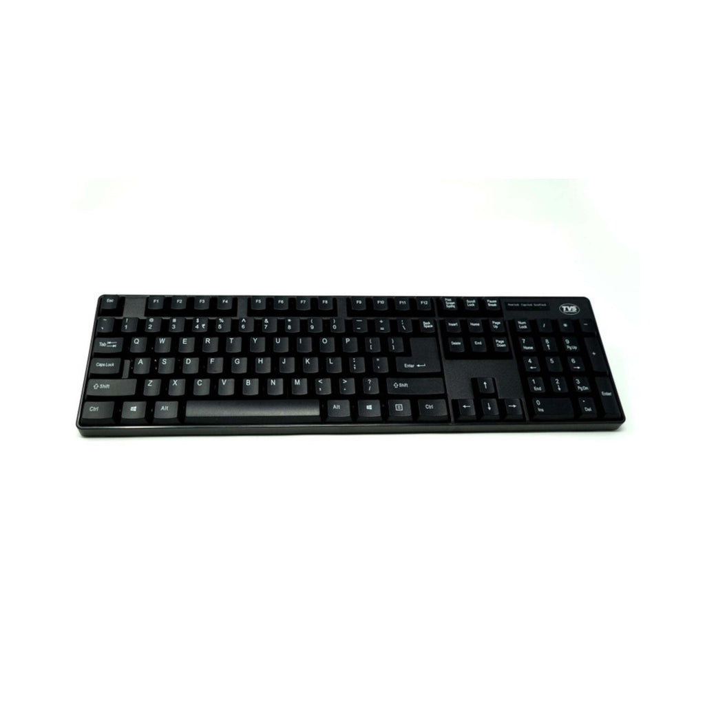TVS Electronics Champ Wired USB Desktop Keyboard | 10 Million Keystrokes | Spill-Resistant Design | UV Coated Long-Lasting Keys | Ergonomic Full-Size Keyboard for Office & Home (Black)