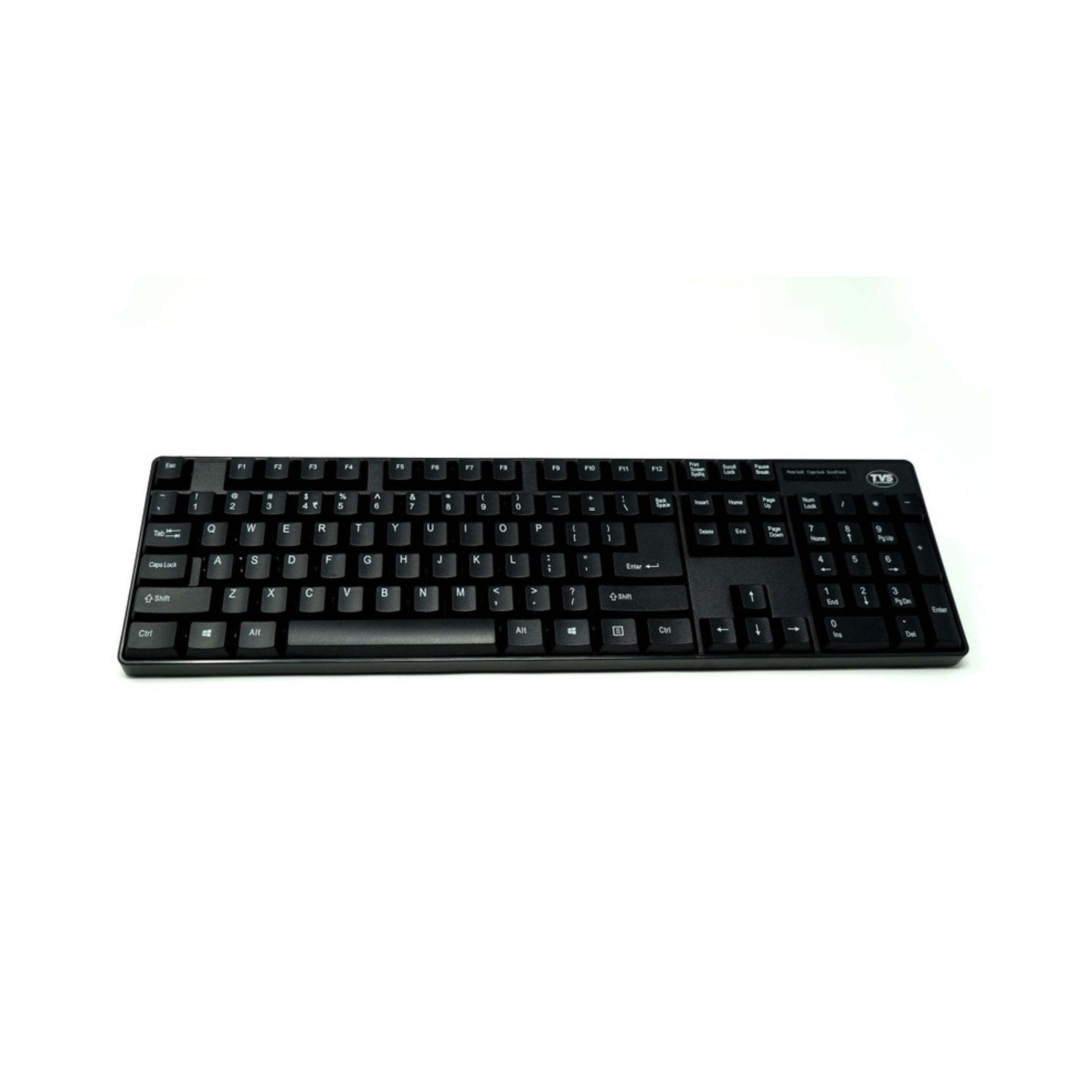 TVS Electronics Champ Wired USB Desktop Keyboard | 10 Million Keystrokes | Spill-Resistant Design | UV Coated Long-Lasting Keys | Ergonomic Full-Size Keyboard for Office & Home (Black)
