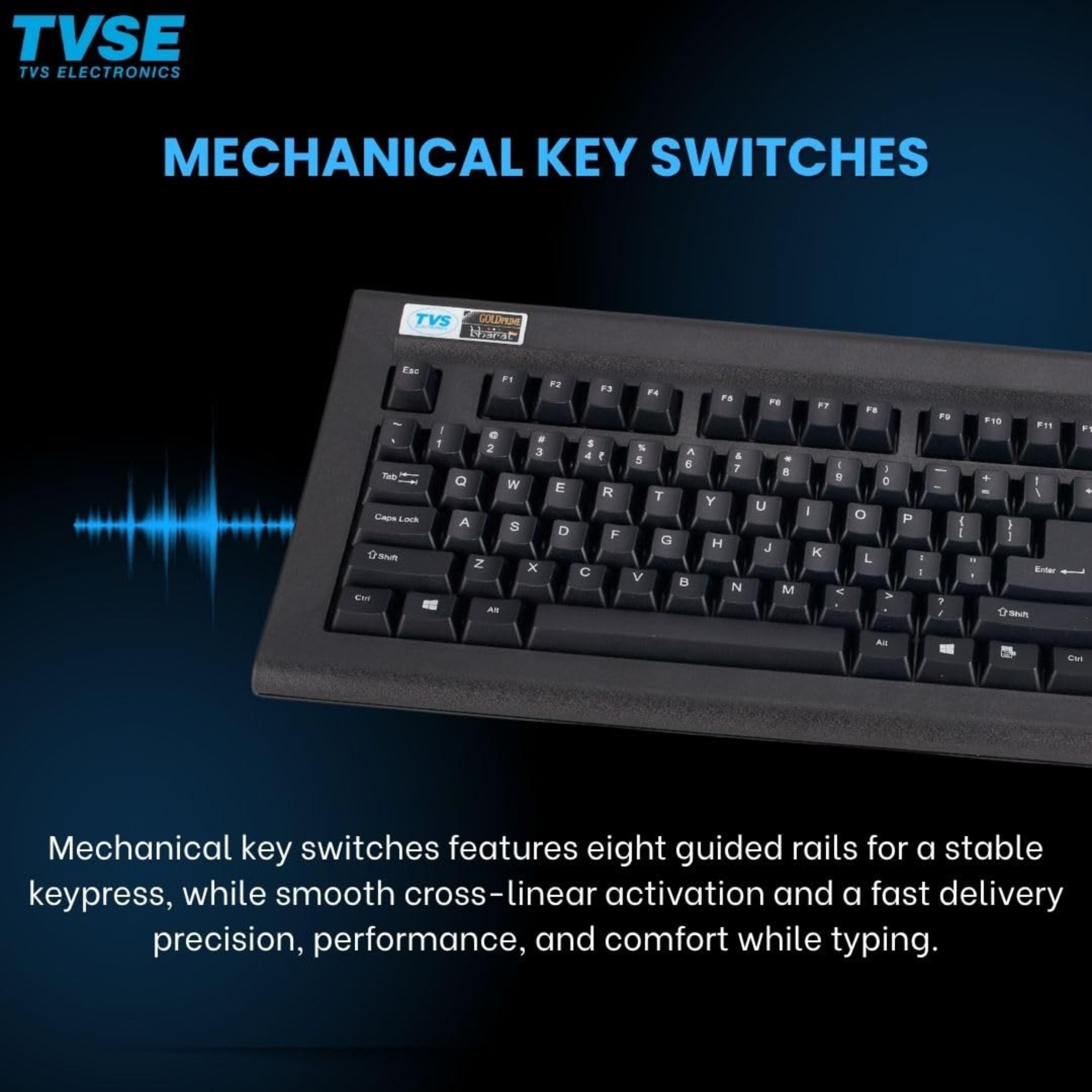 TVS Electronics Gold Prime Wired Mechanical Keyboard | Dustproof Switches | 50 Million Keystrokes | 1.5m Durable USB Cable | Long-Life Mechanical Keys for Office & Professional Typing (Black)