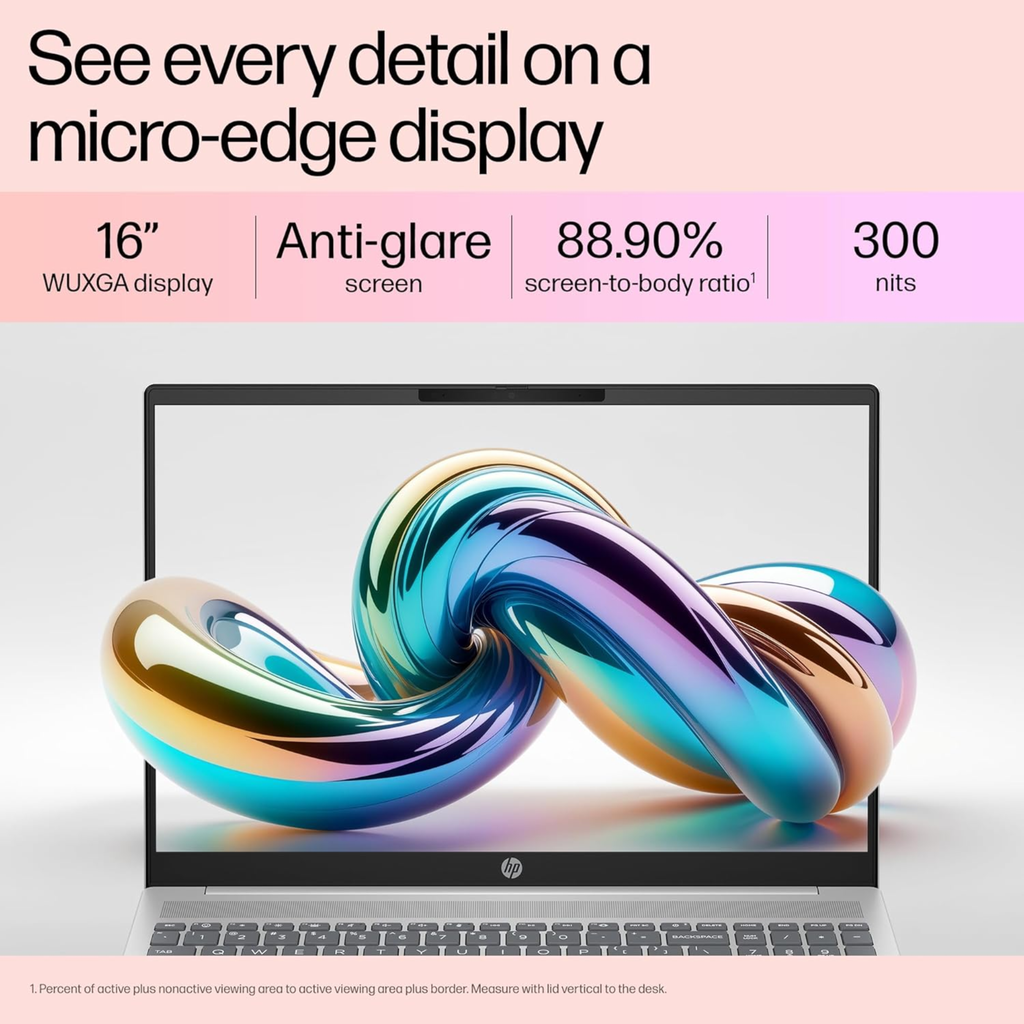 HP Pavilion 16 AI PC (ag0019AU) 16" WUXGA Display - AMD Ryzen 5 8540U, AMD Radeon Graphics, 16GB LPDDR5 RAM, 512GB SSD, 1080p FHD IR Camera w/ Privacy Shutter, Backlit KB, Windows 11 (Silver, 1.79kg)