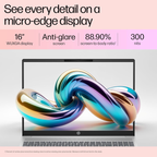 HP Pavilion 16 AI PC (ag0019AU) 16" WUXGA Display - AMD Ryzen 5 8540U, AMD Radeon Graphics, 16GB LPDDR5 RAM, 512GB SSD, 1080p FHD IR Camera w/ Privacy Shutter, Backlit KB, Windows 11 (Silver, 1.79kg)