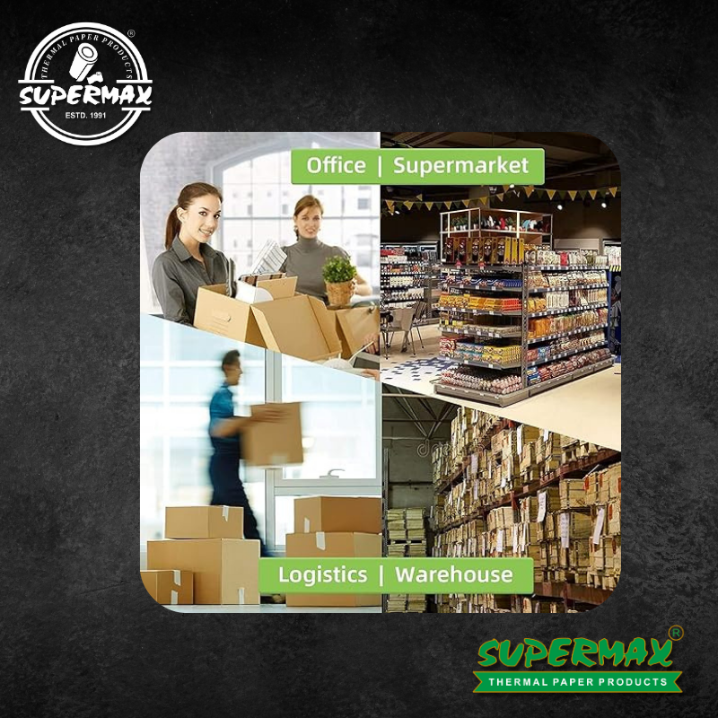 SUPERMAX 75x38, 1 ups (Chromo) Barcode Labels Stickers, 1000 Label in Roll - Pack of 10