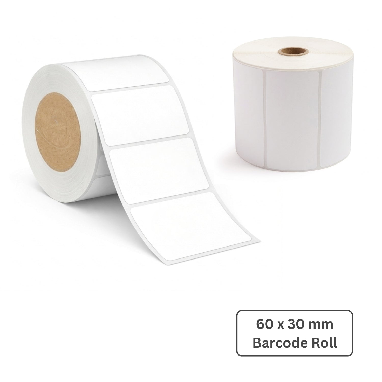 60x30mm Direct Thermal Barcode Label Roll | 1000 Labels Per Roll | 1 Up DT Sticker | Self Adhesive Shipping, POS & Logistics Labels