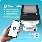 Helett H30C Pro Wireless Bluetooth Thermal Label Printer 4x6 | USB Shipping Barcode Printer | 203 DPI | Windows & Mac Compatible