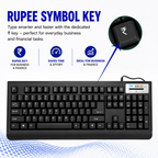 TVS Champ USB Membrane Wired Keyboard - Ergonomic 104-Key Full Layout, Spill-Resistant, Laser Etched Keys (Black)
