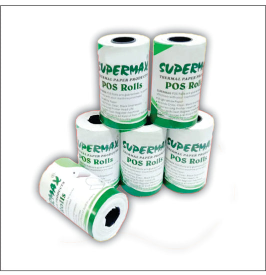 SUPERMAX PREMIUM THERMAL PAPER POS ROLLS 78/79/80 MM 3 INCHES P25 PACK OF 10 ROLLS