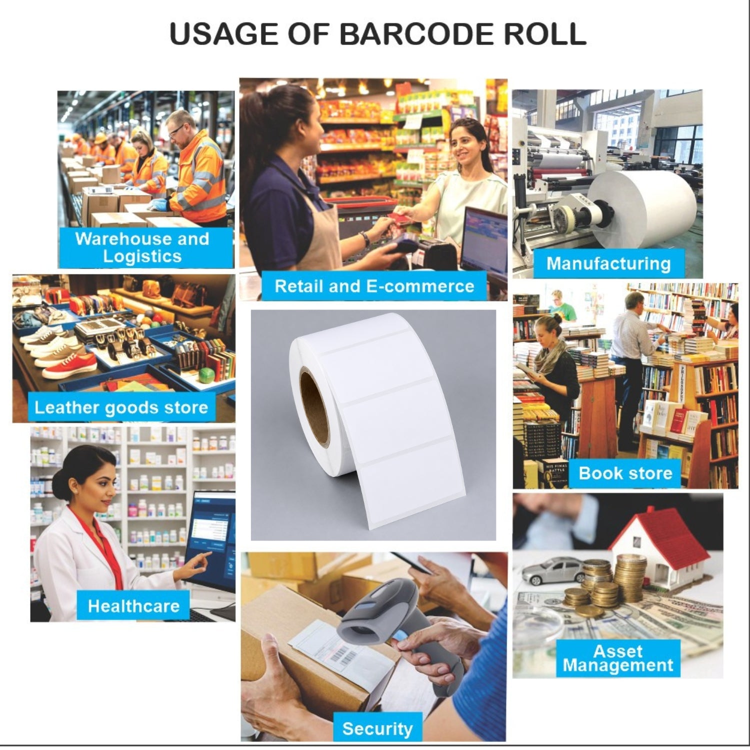 100x125mm Direct Thermal Barcode Label Roll | 1000 Labels Per Roll | 1 Up DT Sticker | Self Adhesive Shipping, Logistics & POS Labels