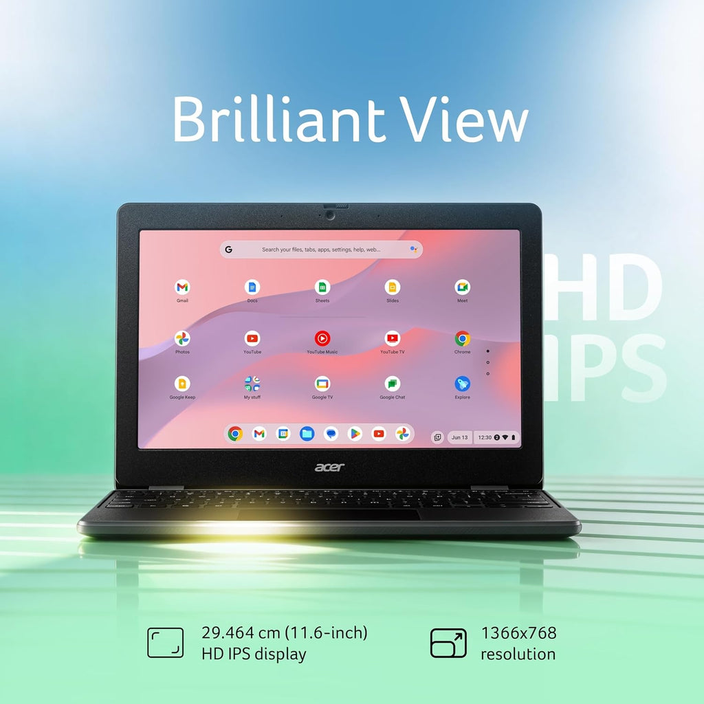 Acer Chromebook C725 - 11.6" Full HD Display, MediaTek Octa-Core Processor, 4GB RAM, 64GB eMMC | Light & Portable Chrome OS Laptop (Black)