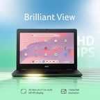 Acer Chromebook C725 - 11.6" Full HD Display, MediaTek Octa-Core Processor, 4GB RAM, 64GB eMMC | Light & Portable Chrome OS Laptop (Black)