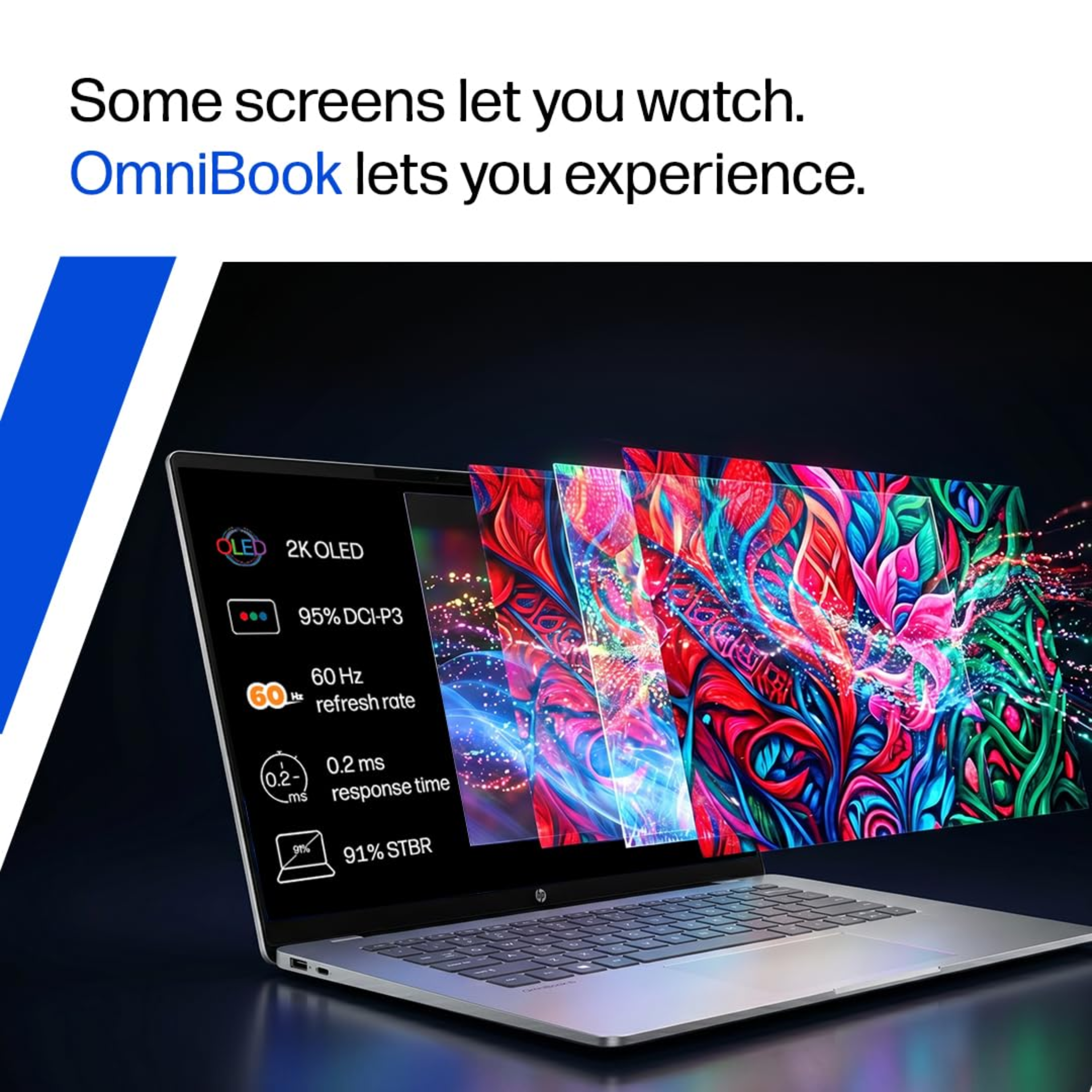 HP OmniBook 5 OLED 14.0" 2K Copilot+ AI Laptop - Snapdragon X Series Processor (45 TOPS NPU), 16GB LPDDR5x RAM, 1TB SSD, Multi-Day Battery, Windows 11 Home, MS Office 2024 (Silver, 1.29kg, he0015QU)