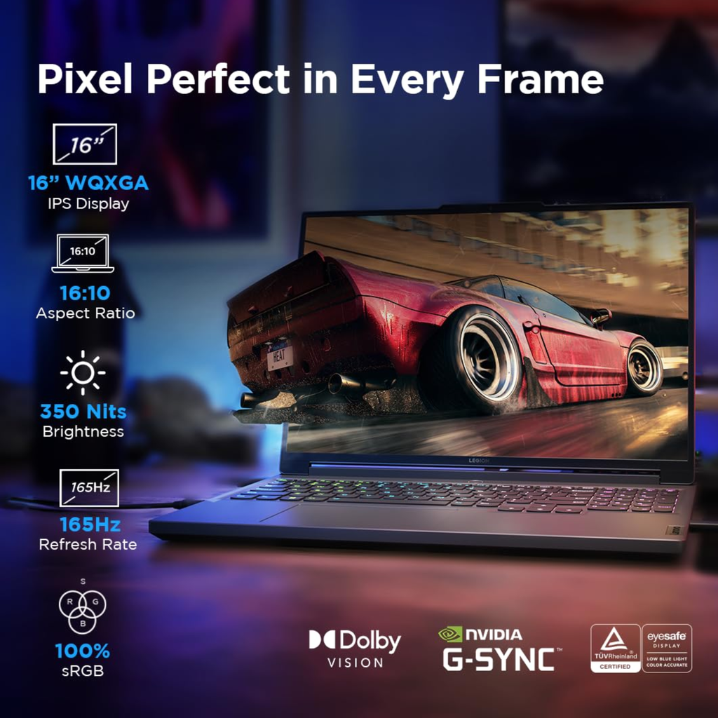 Lenovo Legion 5 16.0" WQXGA IPS 165Hz Gaming Laptop - 14th Gen Intel Core i7 14650HX, NVIDIA RTX 4070 8GB (TDP up to 170W), 16GB RAM, 1TB SSD, 100% sRGB, Win 11, Office 2021, Alexa (Grey, 2.3kg, 83DG009DIN)