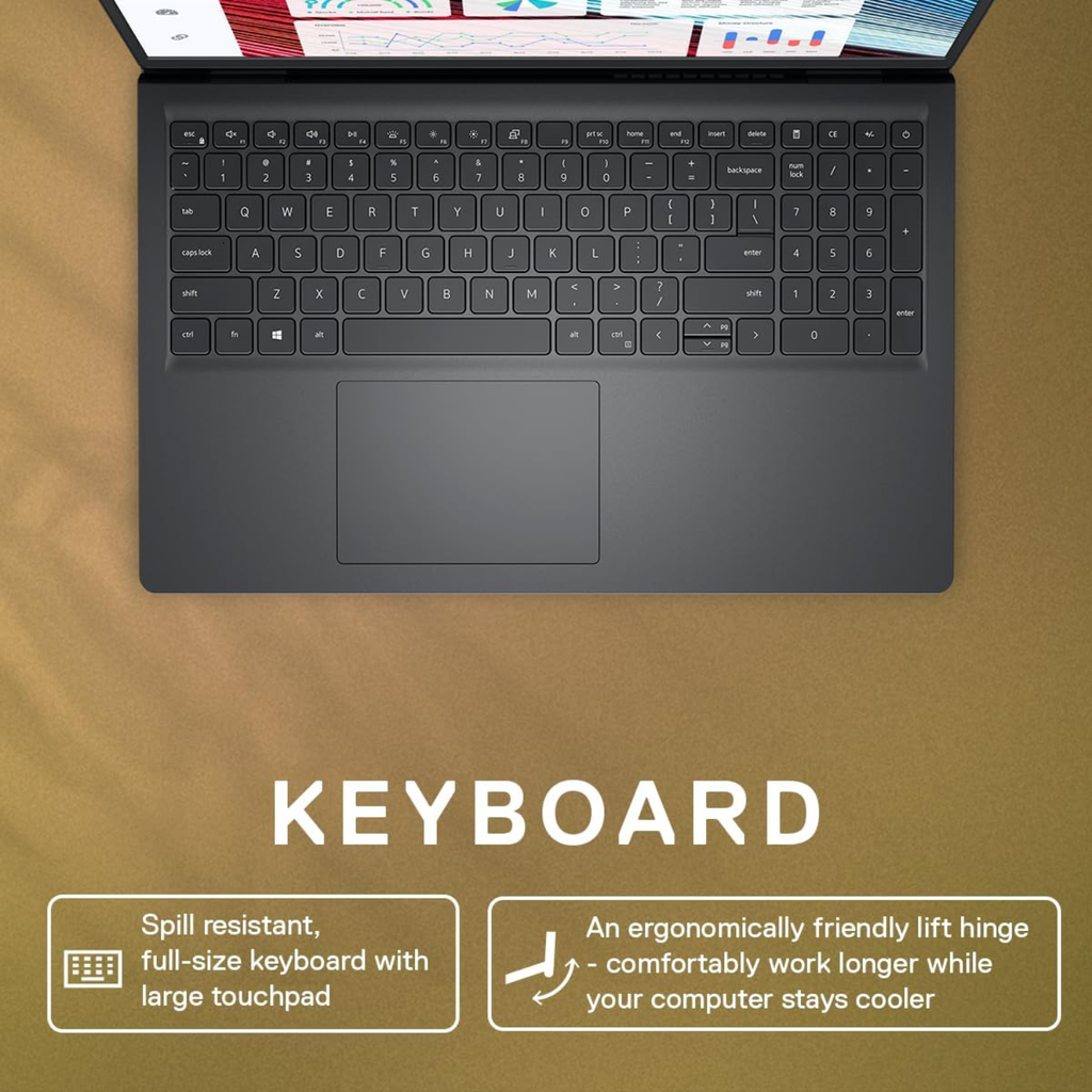 Dell Inspiron 15 Laptop Intel Core i3-1305U | 8GB RAM | 512GB SSD | 15.6" Full HD Display | Windows 11 Home | Carbon Black
