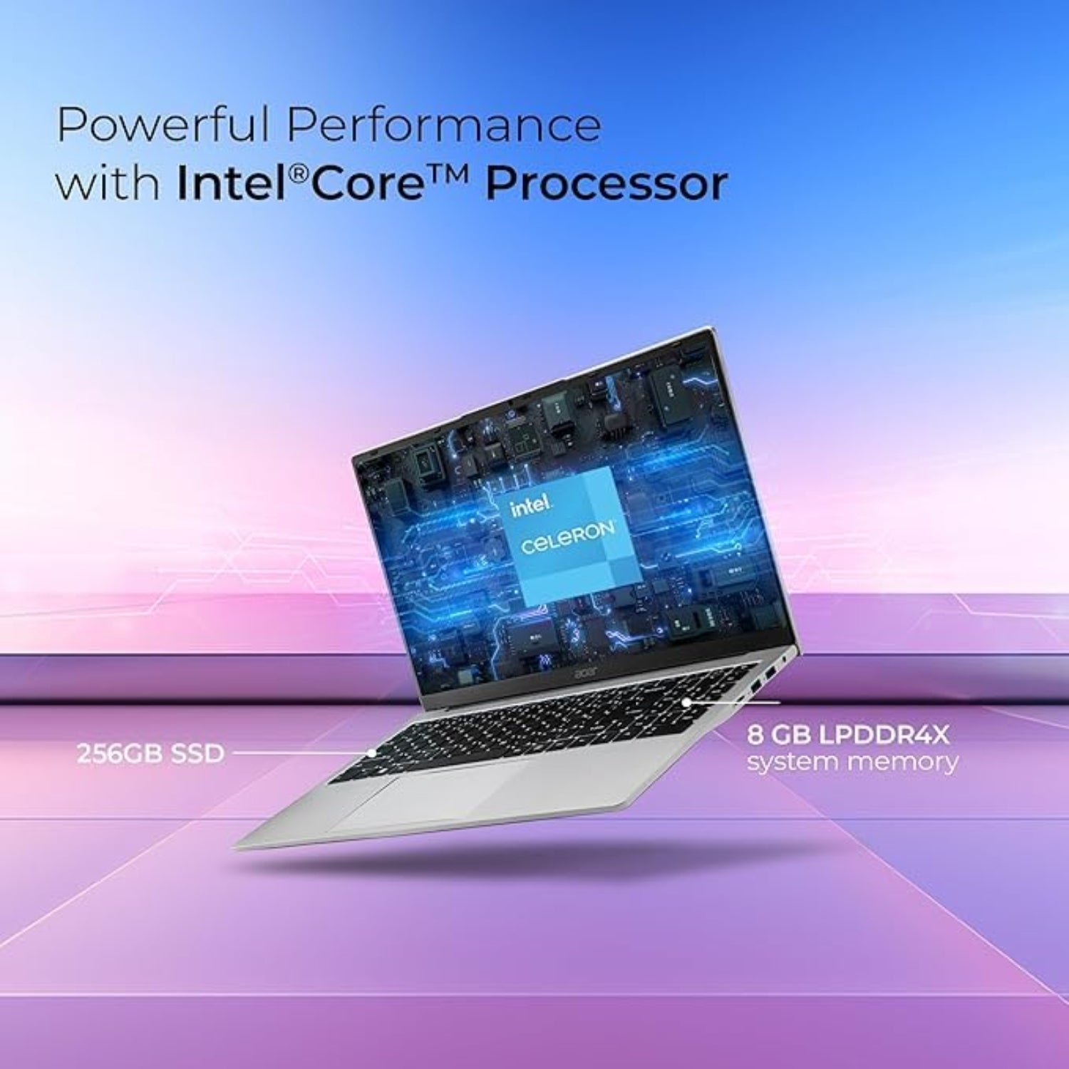 Acer Aspire 3 15.6" Laptop - Intel Celeron N4500, 8GB LPDDR4X RAM, 256GB SSD, HD Webcam, Win 11 Home | Thin & Light Budget Laptop (Pure Silver)