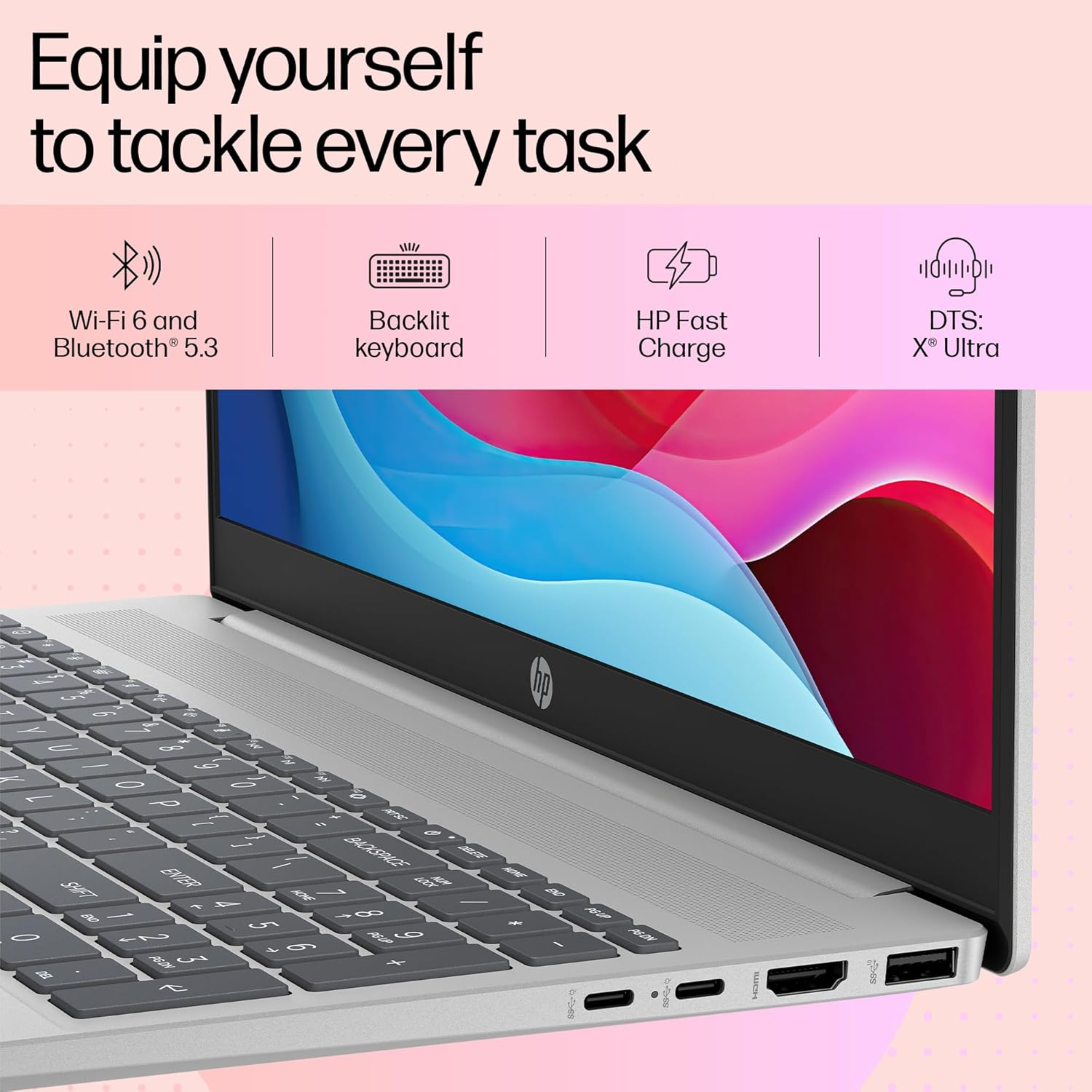 HP Pavilion 16 AI PC (ag0019AU) 16" WUXGA Display - AMD Ryzen 5 8540U, AMD Radeon Graphics, 16GB LPDDR5 RAM, 512GB SSD, 1080p FHD IR Camera w/ Privacy Shutter, Backlit KB, Windows 11 (Silver, 1.79kg)