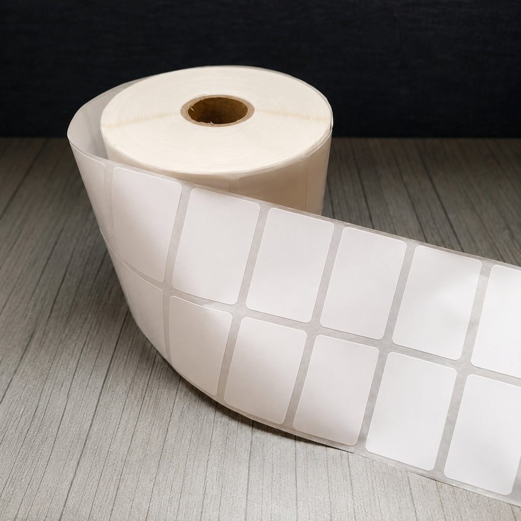 38x25mm Barcode Label Roll | 2000 Labels Per Roll | 2 Ups Chromo Paper Sticker | Self Adhesive POS, Retail & Shipping Labels