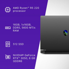 Alienware 15 Gaming Laptop | AMD Ryzen 5 220 | NVIDIA GeForce RTX 3050 6GB | 16GB DDR5 RAM | 512GB SSD | 15.3" WUXGA 165Hz Display | Windows 11 | MS Office Home & Student 2024 | Black