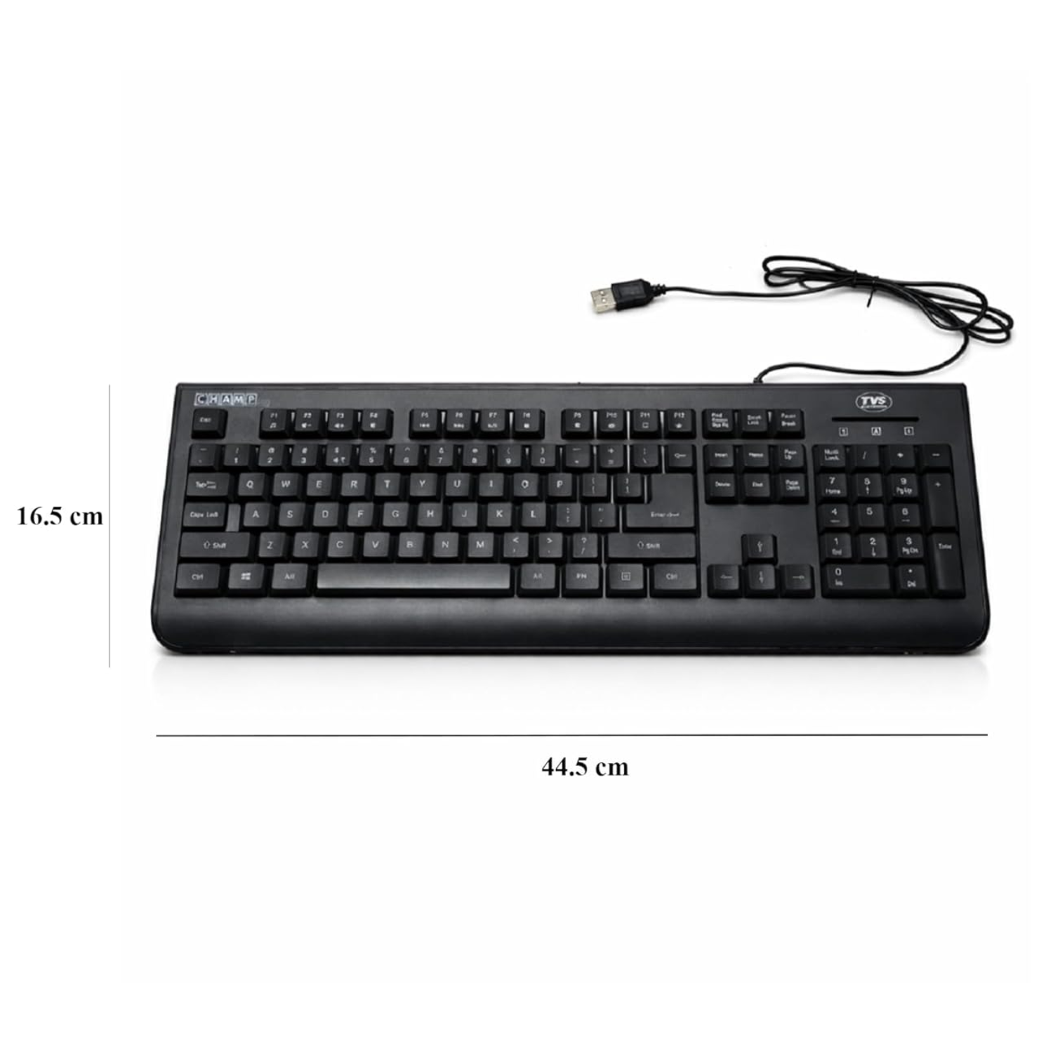 TVS Champ HD (Heavy Duty) USB Wired Keyboard - 1 Year Warranty, 104-Key Full Layout, Laser-Etched Keys (Black)