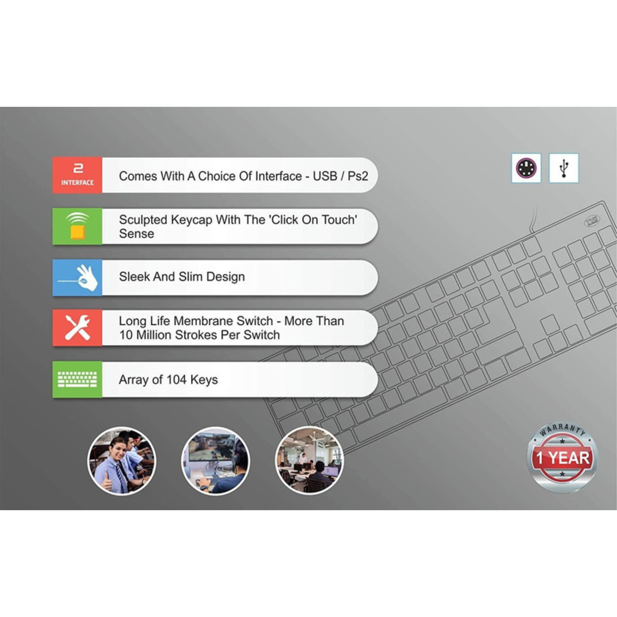 TVS Electronics Champ Wired USB Desktop Keyboard | 10 Million Keystrokes | Spill-Resistant Design | UV Coated Long-Lasting Keys | Ergonomic Full-Size Keyboard for Office & Home (Black)