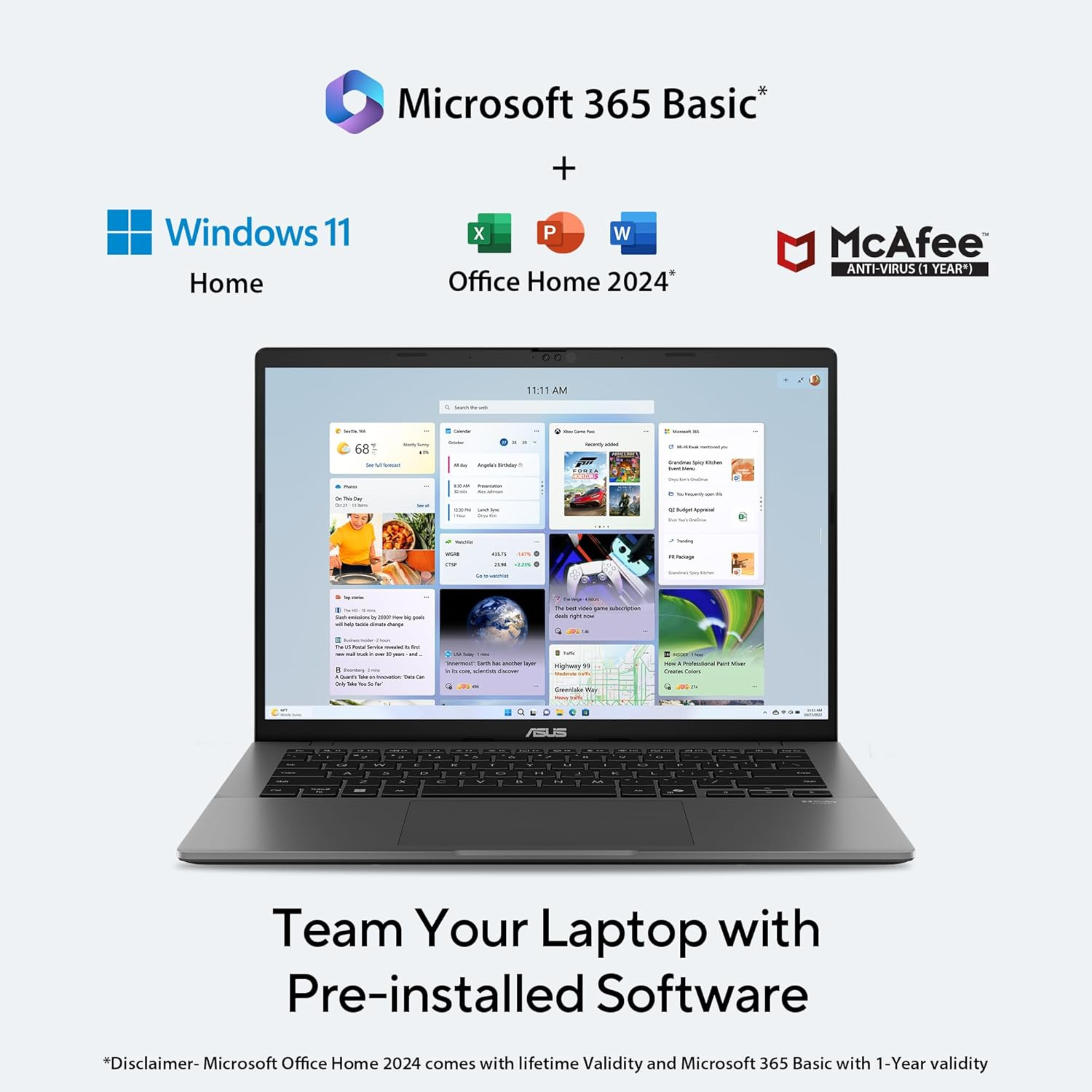 ASUS Vivobook 14 Copilot+ AI Laptop 14.0" FHD+ Display - AMD Ryzen AI 5 330 (50 TOPS), AMD Radeon iGPU, 16GB RAM, 512GB SSD, Type-C Fast Charge, Windows 11 Home, MS Office 2024 & Microsoft 365 Basic (Cool Silver, 1.46kg, M1407KA-LY131WS)