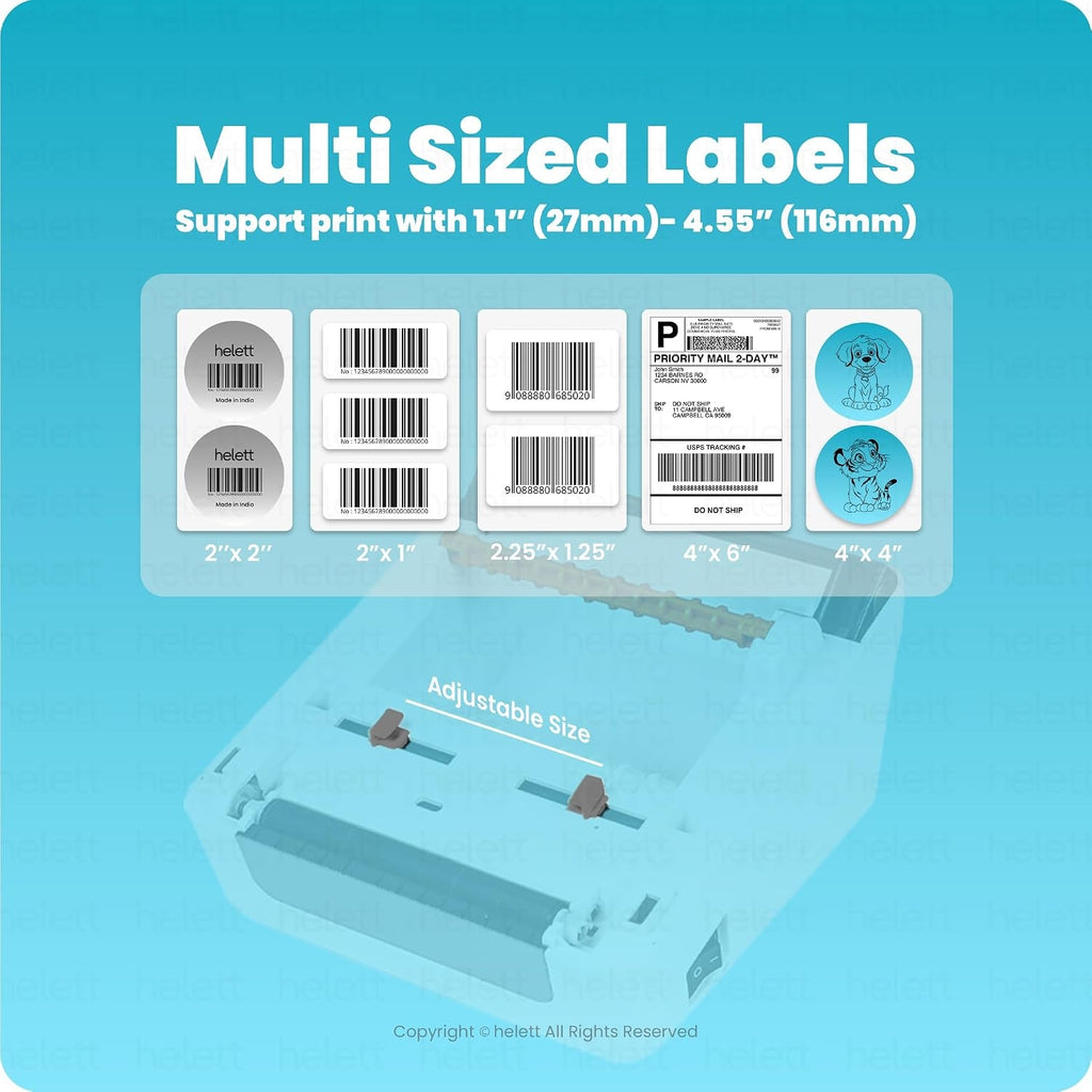 Helett H30C Pro Wireless Bluetooth Thermal Label Printer 4x6 | USB Shipping Barcode Printer | 203 DPI | Windows & Mac Compatible