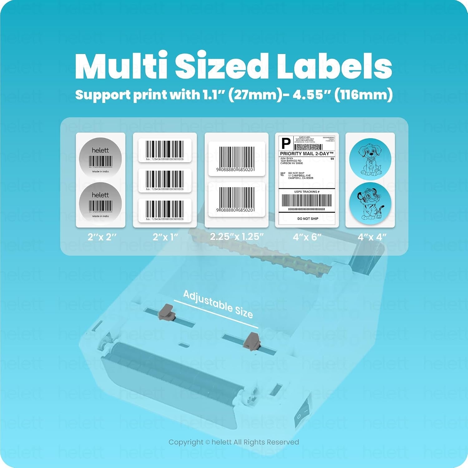 Helett H30C Pro Wireless Bluetooth Thermal Label Printer 4x6 | USB Shipping Barcode Printer | 203 DPI | Windows & Mac Compatible