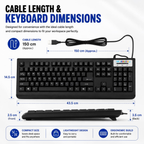 TVS Champ USB Membrane Wired Keyboard - Ergonomic 104-Key Full Layout, Spill-Resistant, Laser Etched Keys (Black)