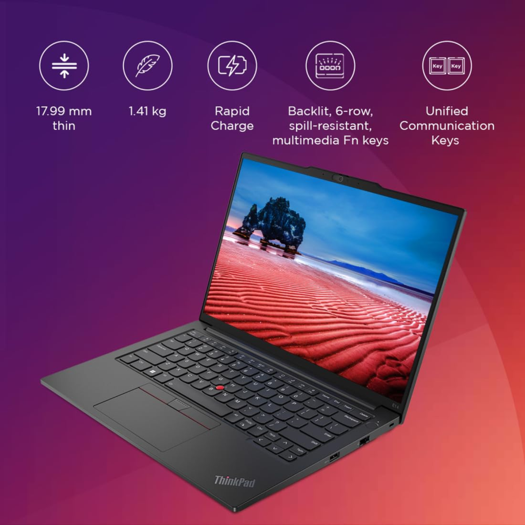 Lenovo ThinkPad E14 Gen 5 14" WUXGA IPS Laptop (Intel Core i5-1335U / 16GB RAM / 1TB SSD / Windows 11 Pro / MS Office 2021 / Backlit Keyboard / Black) - 21JKS0X900