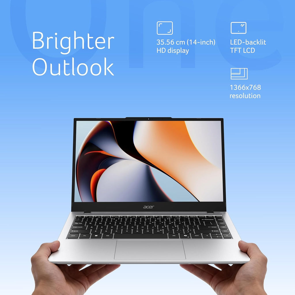 Acer Aspire One 14" Laptop - AMD Ryzen 3-7320U, 8GB LPDDR5 RAM, 256GB SSD, Windows 11 Home | Thin & Light Portable Laptop (Pure Silver)