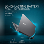 Acer Aspire Lite 15.6" FHD IPS Laptop - AMD Ryzen 3-5400U, 8GB RAM, 512GB SSD, Windows 11 Home, Premium Metal Body, MS Office 2024 (Steel Gray, 1.59kg, AL15-41)
