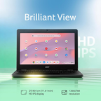 Acer Chromebook C725 11.6" Full HD Laptop - MediaTek Kompanio 540 Octa-Core, 4GB RAM, 64GB eMMC, Chrome OS, WiFi 6E, MIL-STD 810H Durable (Black, 1.2kg)