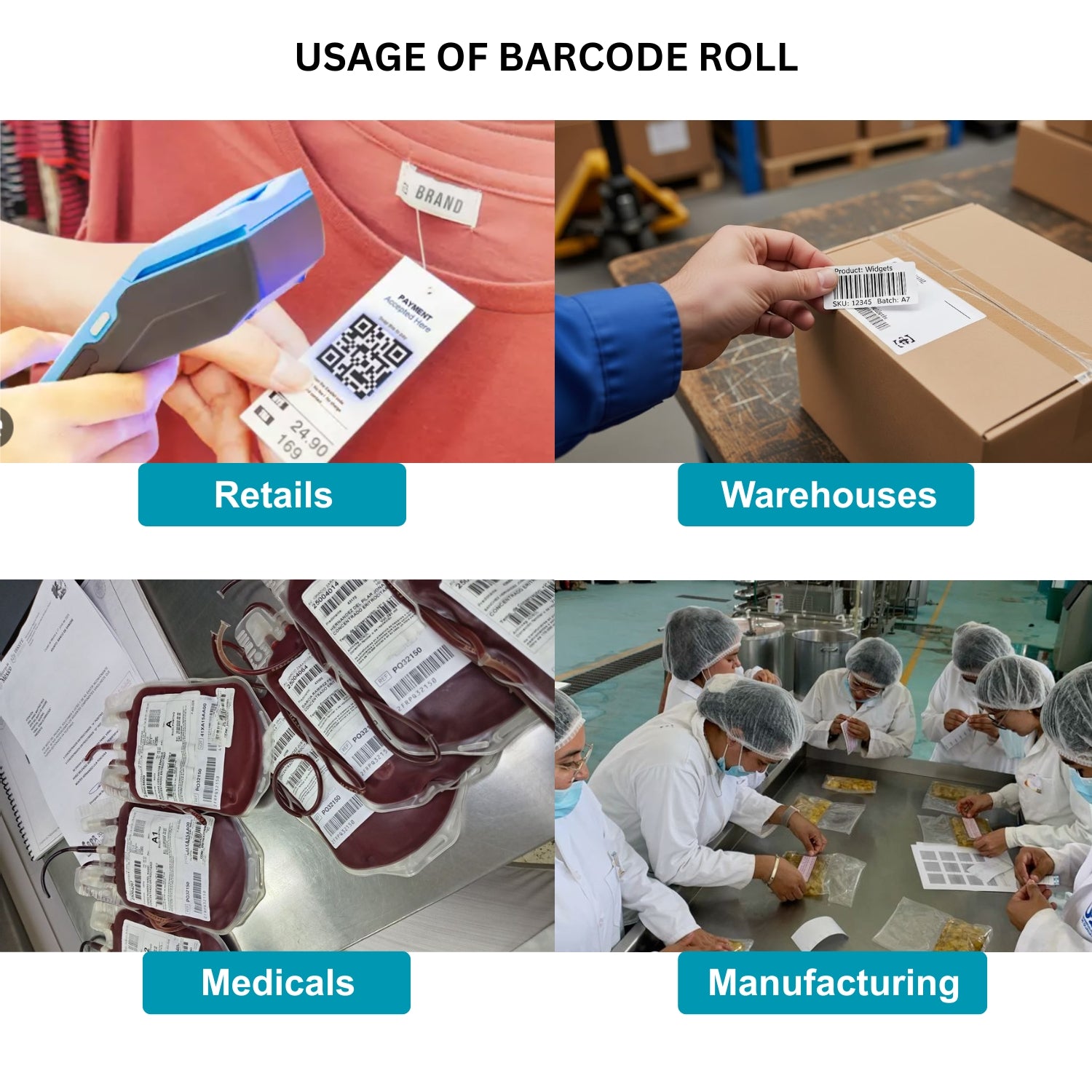 50x25mm Barcode Label Roll | 2000 Labels Per Roll | 2 Ups Chromo Paper Sticker | Self Adhesive Labels for POS, Retail & Shipping