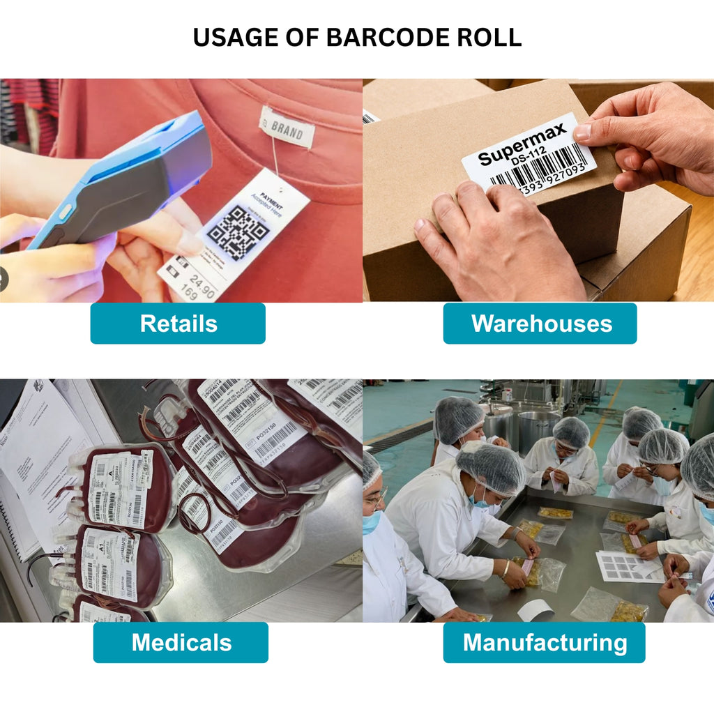 75x50mm Direct Thermal Barcode Label Roll | 1000 Labels Per Roll | 1 Up DT Sticker | Self Adhesive Shipping, Logistics & POS Labels