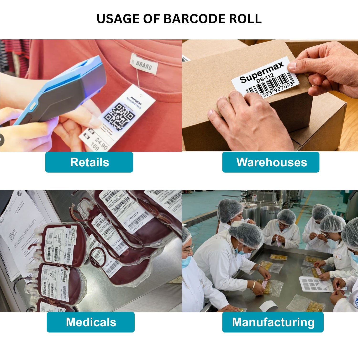 75x50mm Direct Thermal Barcode Label Roll | 1000 Labels Per Roll | 1 Up DT Sticker | Self Adhesive Shipping, Logistics & POS Labels