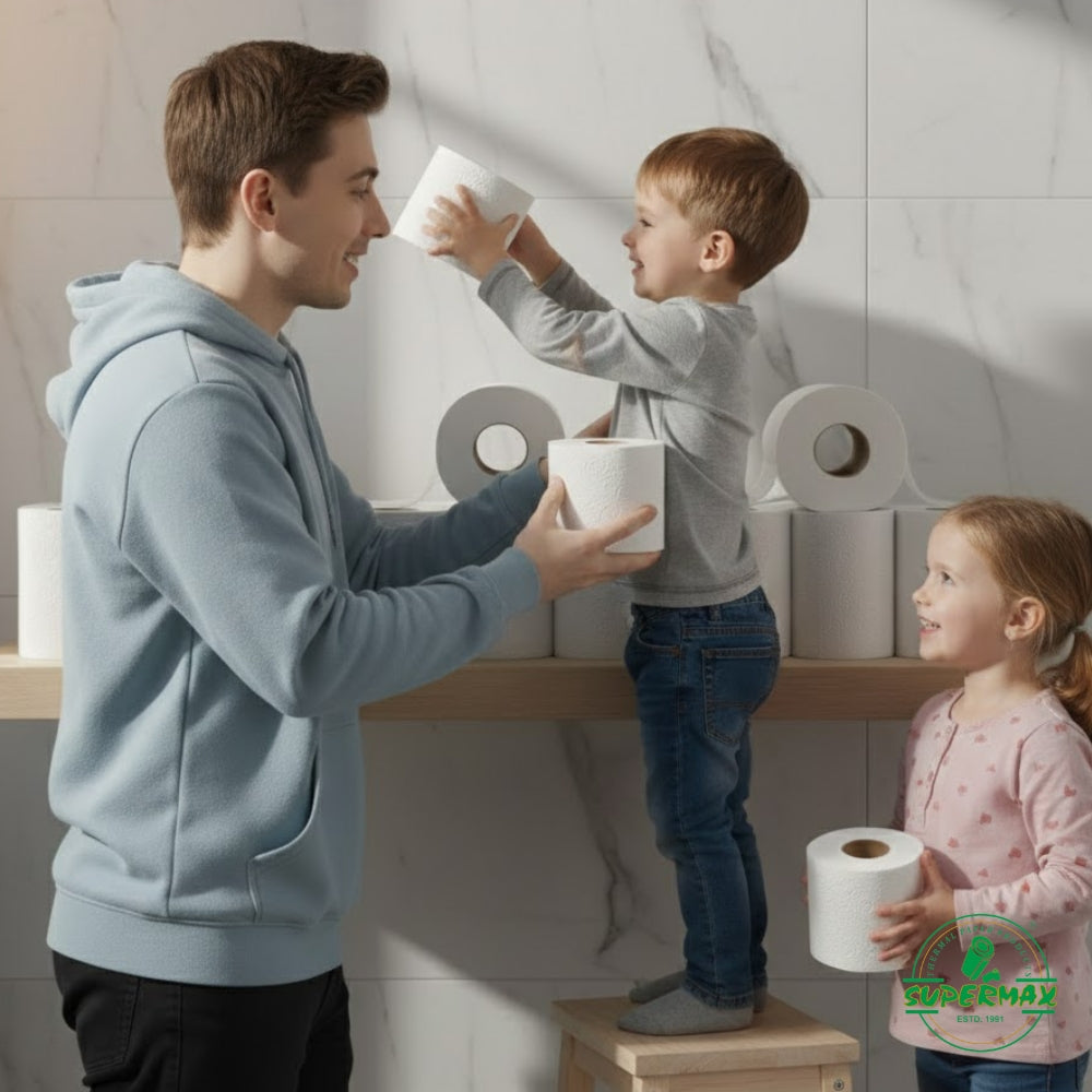 SUPERMAX Bathroom Tissue Roll 2 Ply 200 Gram | Thick & Strong | 10 Roll Combo Pack