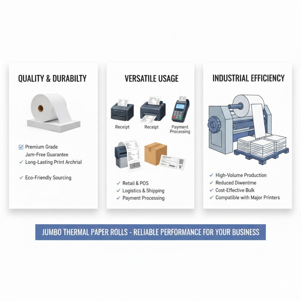 Jumbo Thermal Printing Paper Roll 400MM x 6000M 65GSM | Commercial Use | Single Roll