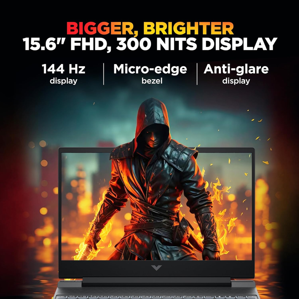 HP Victus 15.6" 144Hz Gaming Laptop - 14th Gen Intel Core i5-14450HX, 24GB DDR5 RAM, 512GB SSD, NVIDIA RTX 3050 6GB GPU, Windows 11, MS Office 24 (Mica Silver, 2.3kg, fa2303/15tx)