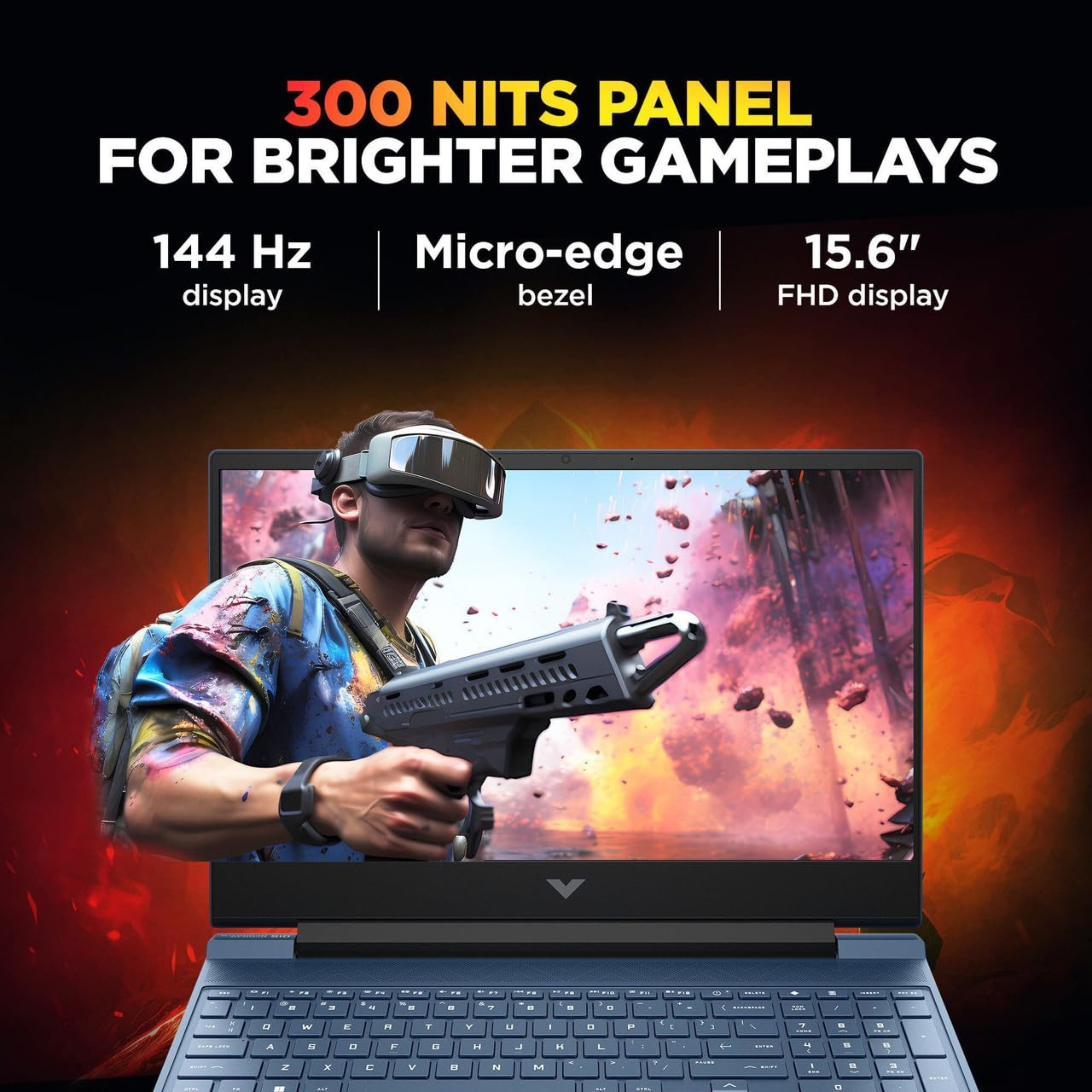 HP Victus Gaming Laptop (fa1310TX) 15.6" FHD 144Hz IPS - 12th Gen Intel Core i5-12450H, 4GB NVIDIA GeForce RTX 2050 Graphics, 8GB RAM, 512GB SSD, Windows 11, Office 2021 (Performance Blue, 2.3kg)