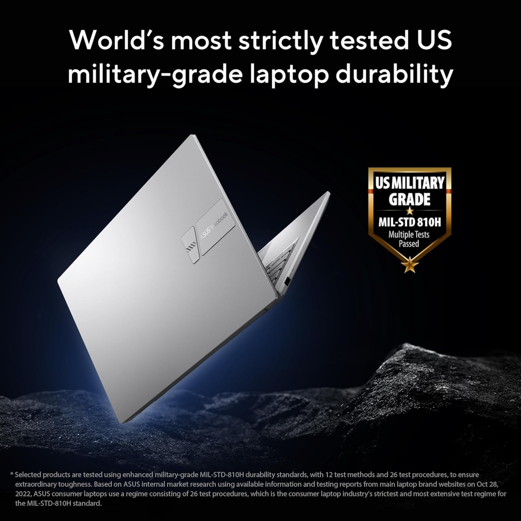 ASUS Vivobook 14 14.0" Full HD Thin & Light Laptop - Intel Core 5 120U (14th Gen), 16GB RAM, 512GB SSD, Fingerprint Reader, Windows 11 Home, Office Home 2024 & Microsoft 365 Basic (Silver, 1.40kg, X1404VAP-EB541WS)