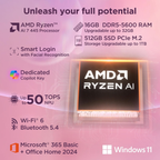 Lenovo IdeaPad Slim 5 16" WUXGA OLED Copilot+ AI PC Laptop - AMD Ryzen AI 7 365, 16GB RAM, 512GB SSD, Windows 11, MSO 365 Basic + Office 2024, 1Yr ADP Free (Grey, 1.4kg, 83S2005SIN)