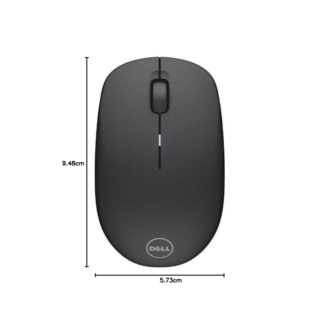 Dell WM126 Wireless Optical Mouse - 1000 DPI, Up to 1-Year Battery Life, 2.4GHz Wireless, Ergonomic Design, USB Receiver (Black)