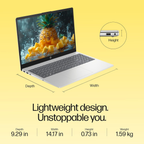 HP 15 Laptop 15.6" FHD Anti-Glare Display - AMD Ryzen 3 7320U, 8GB LPDDR5 RAM, 512GB SSD, 1080p FHD Camera, Windows 11, Office 2021 (Silver, 1.59kg, fc0154AU)