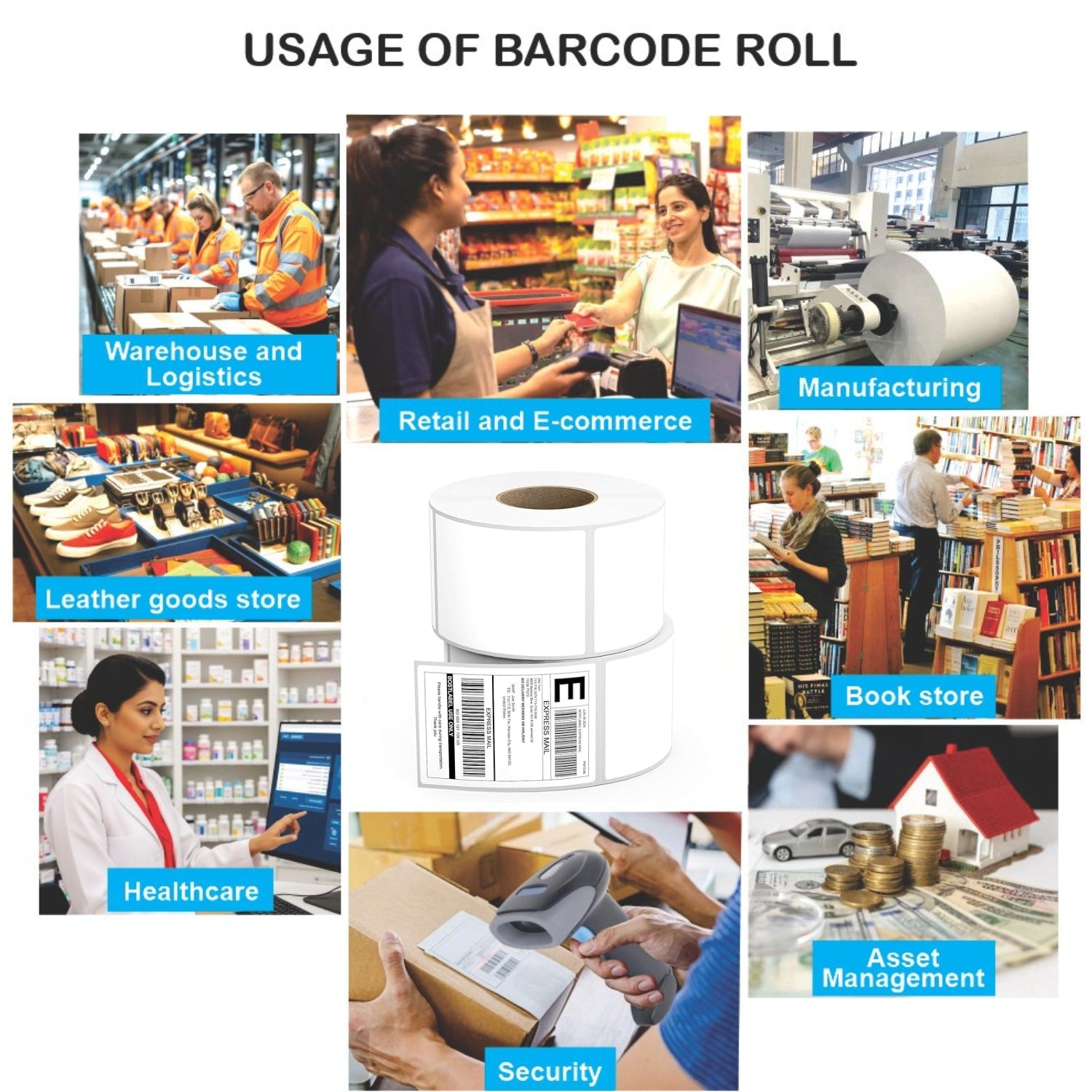 100x150mm Direct Thermal Shipping Label Roll | 400 Labels Per Roll | 1 Up DT Barcode Sticker | Self Adhesive eCommerce & Logistics Labels