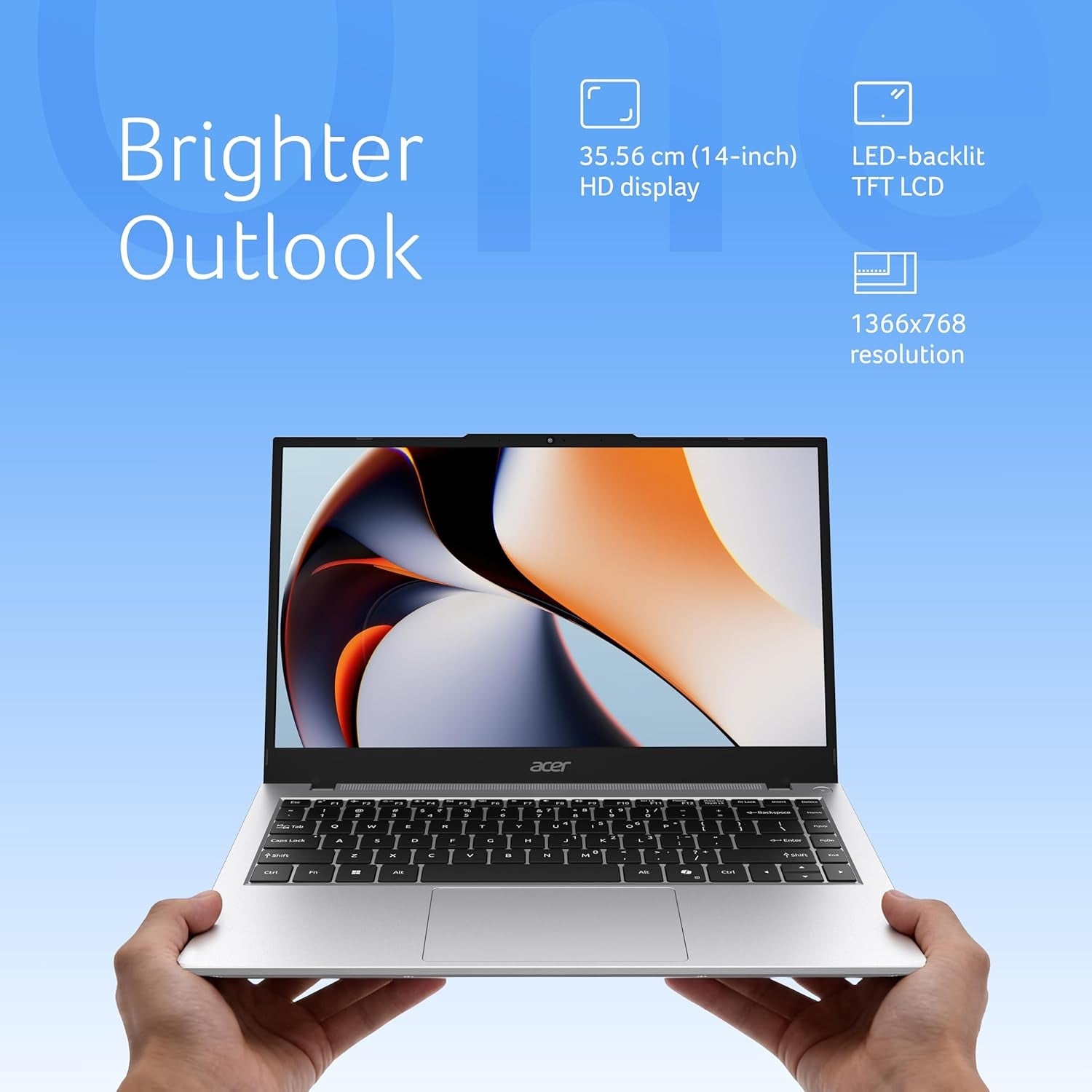 Acer Aspire One 14" Laptop - AMD Ryzen 3-7320U, 8GB LPDDR5 RAM, 512GB SSD, Windows 11 Home | Thin & Light Portable Laptop (Pure Silver)