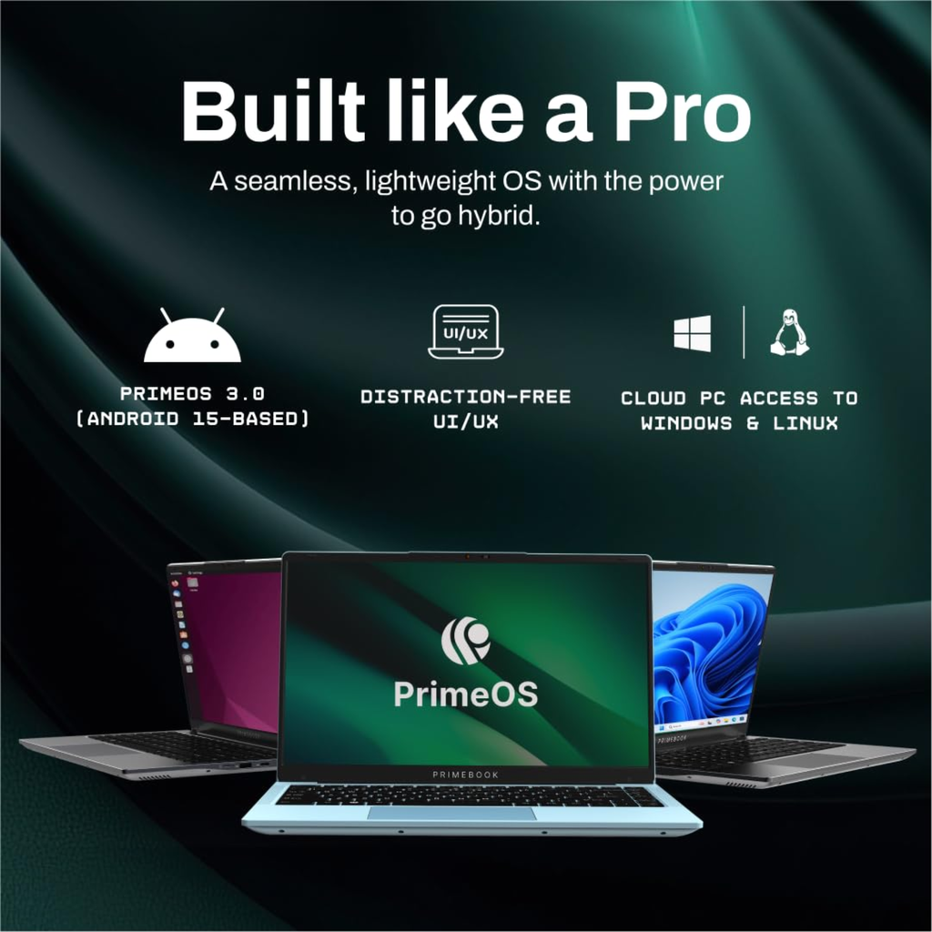 Primebook 2 Pro (2026) 14.1" FHD IPS Laptop - MediaTek Helio G99, 8GB RAM, 128GB UFS Storage, Android 15 (PrimeOS 3.0), Backlit Keyboard, in-Built AI (Gray)
