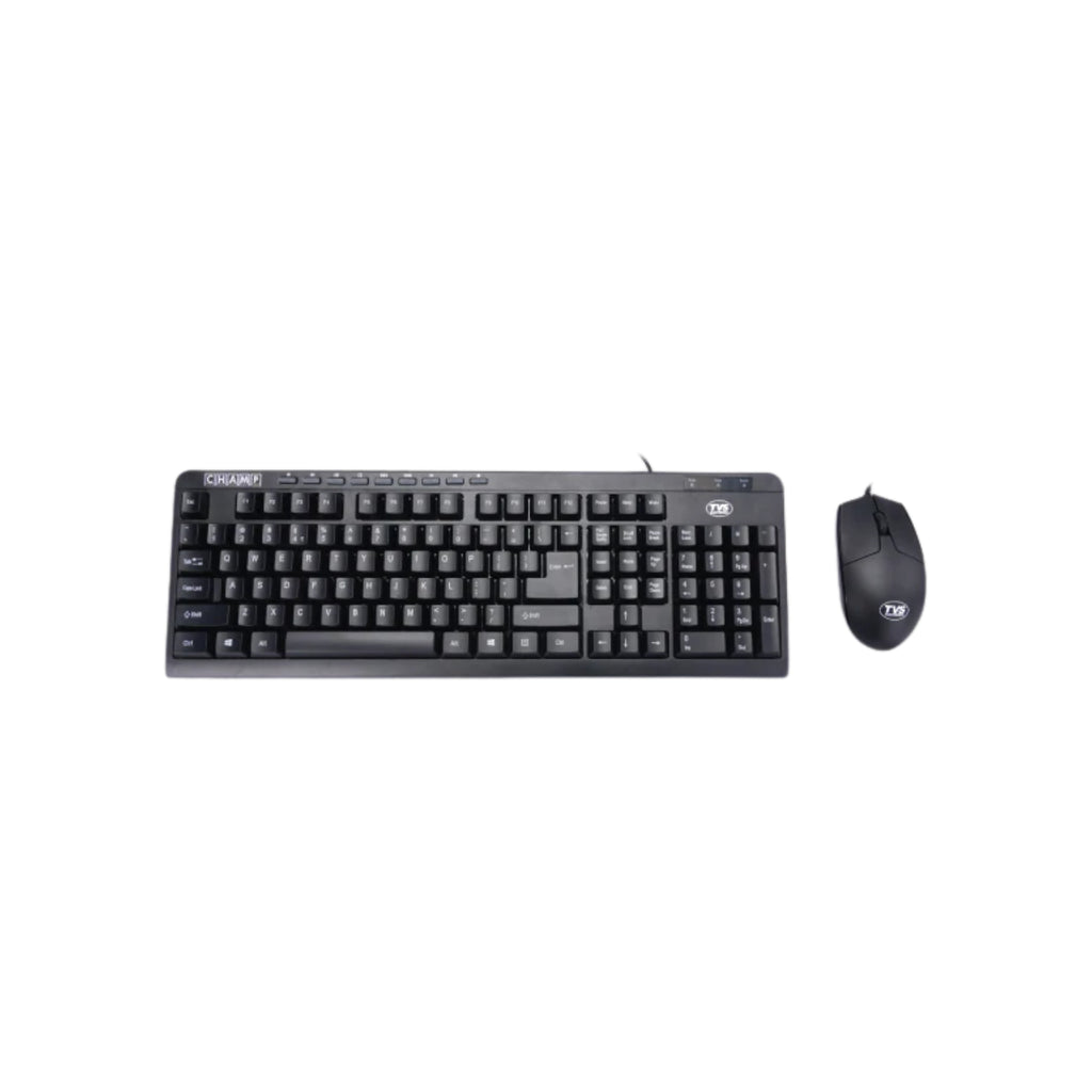 TVS Electronics Champ Executive Wired Keyboard and Mouse Combo | 10 Million Keystrokes | 1200 DPI Optical Mouse | Multimedia Hotkeys | Spill-Resistant & UV Coated Keys (Black)