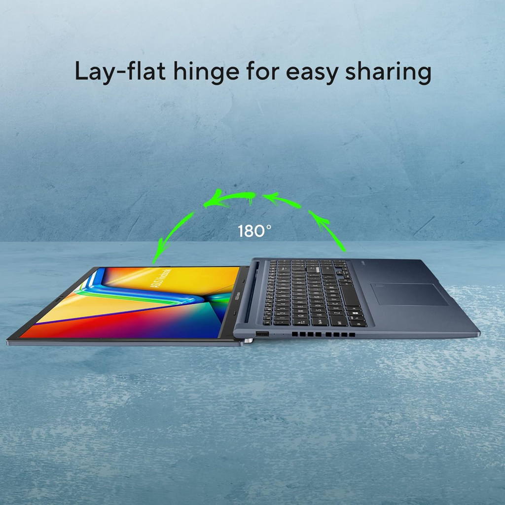 ASUS Vivobook 15 15.6" Full HD Anti-Glare Laptop - 13th Gen Intel Core i3-1315U, 16GB RAM, 512GB SSD, Backlit Keyboard, Windows 11 Home, MS Office 2024 & Microsoft 365 Basic (Quiet Blue, 1.70kg, X1504VA-BQ342WS)